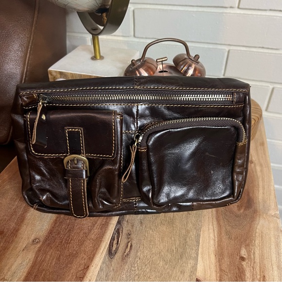 Genuine Leather Artesian crafted belt bag. Chocolate Brown. NEW - Picture 9 of 10